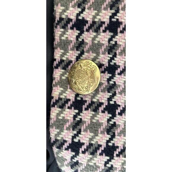J.Crew Regent Houndstooth Blazer Gold Buttons Wool Blend Lined Size 14 - Picture 10 of 11